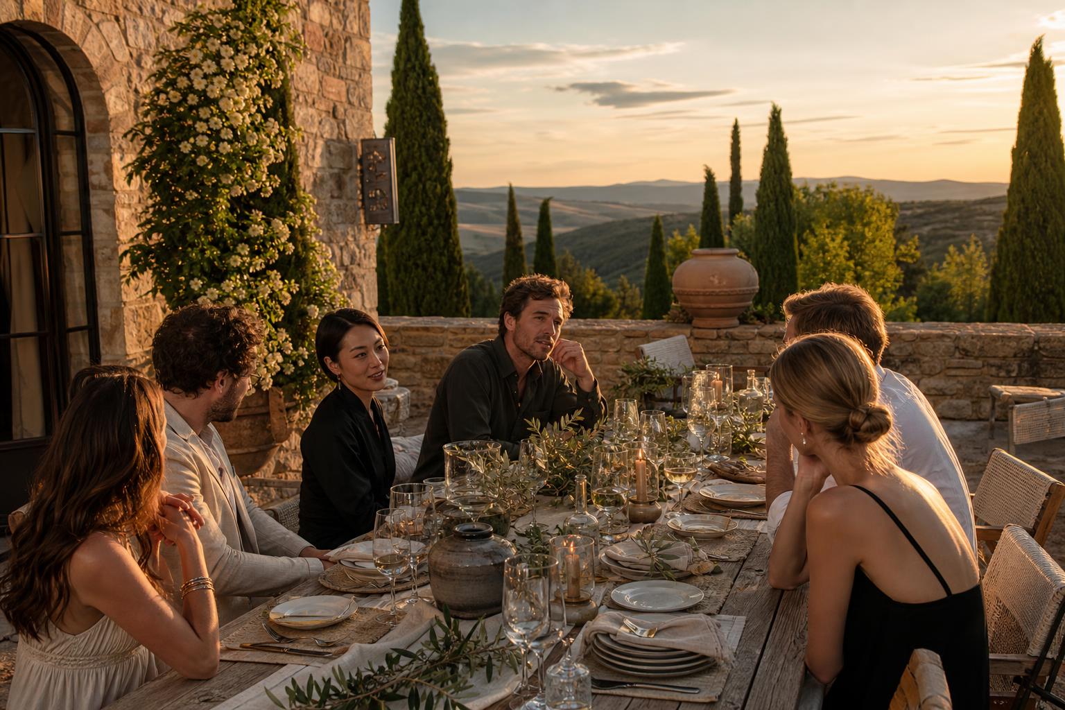 An international team gathered at an Italian villa during a retreat