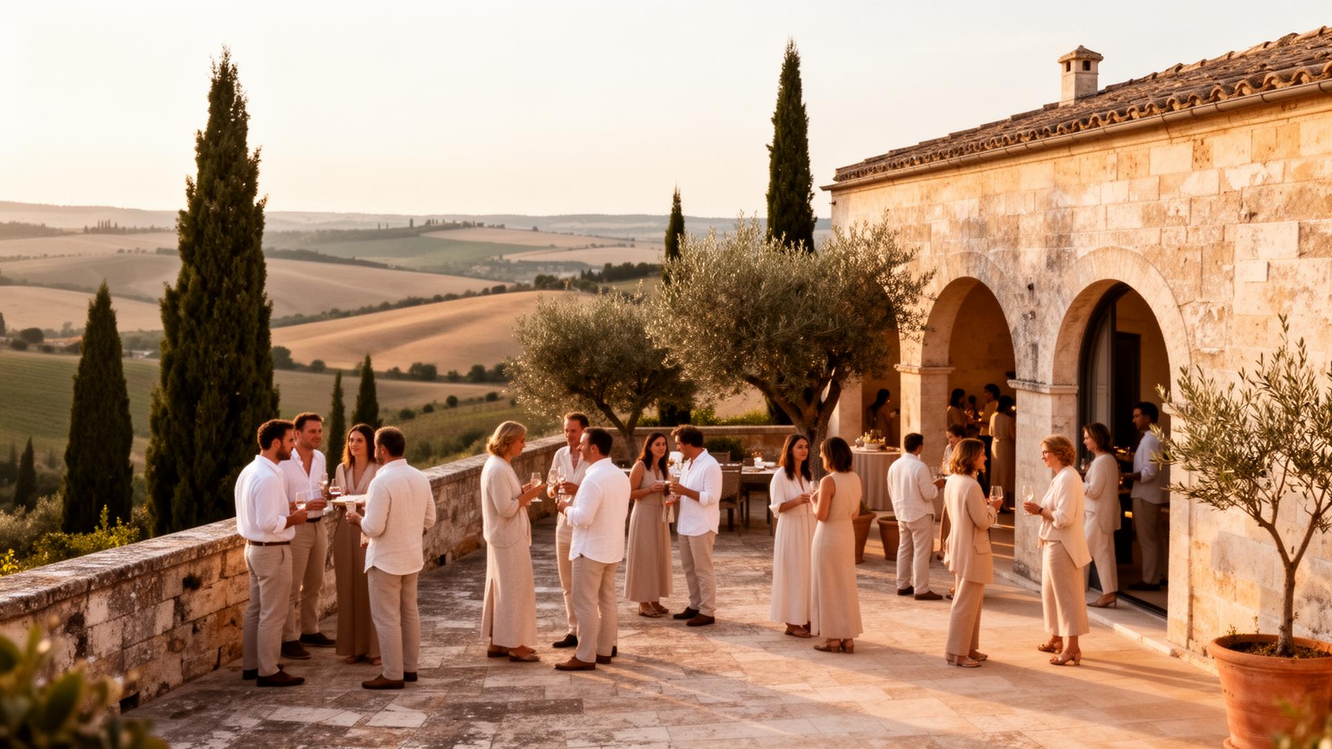 An international group gathered at an exceptional Italian property during a curated retreat